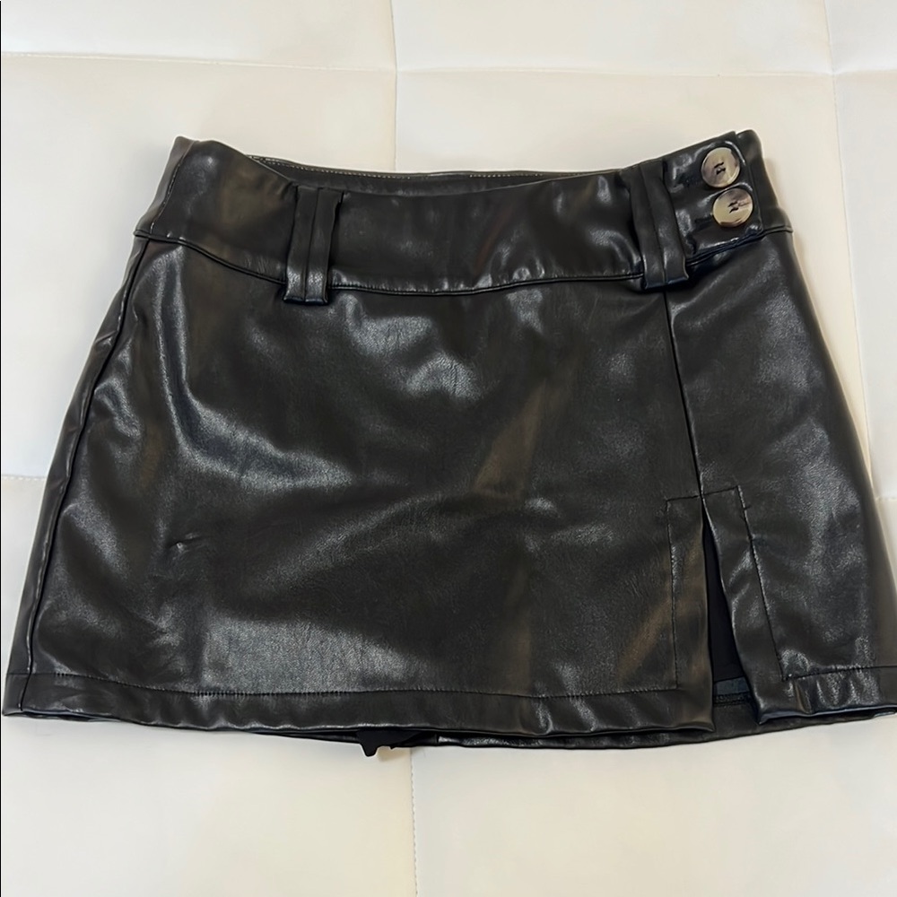 Black Leather Mini Skirt + Skort